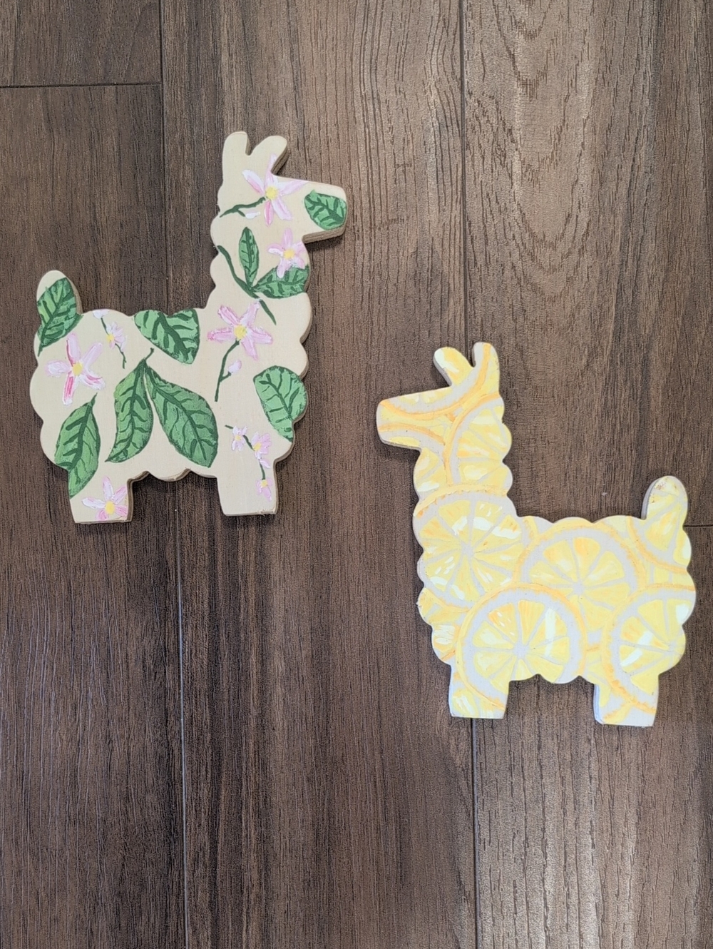 Llama Alpaca Shaped Wall Decor Set in Lemon Theme Hand Painted